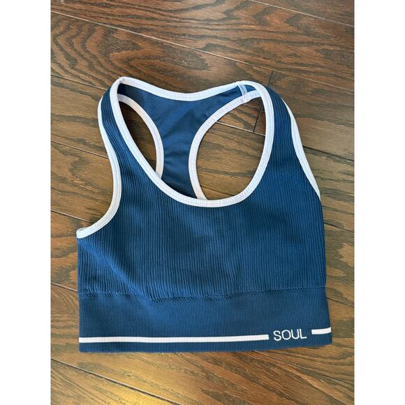 Soul by SoulCycle Other - Soul Womens Ribbed Sports Bra Medium Blue Racerback Crop Athletic Yoga Top M